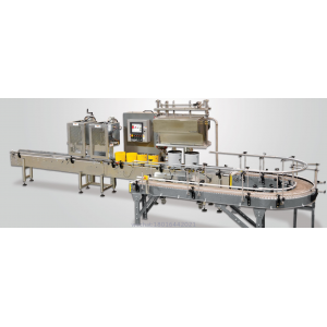 2 – Head In-line Automatic Net Weight Filling & Crimp Closing Machine for Gallon to Pail Containers with DFS Fill Cart
